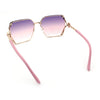 Womens Rimless Metal Rim Rectangle Butterfly Luxe Fashion Sunglasses