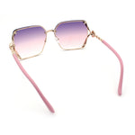Womens Rimless Metal Rim Rectangle Butterfly Luxe Fashion Sunglasses