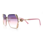 Womens Rimless Metal Rim Rectangle Butterfly Luxe Fashion Sunglasses