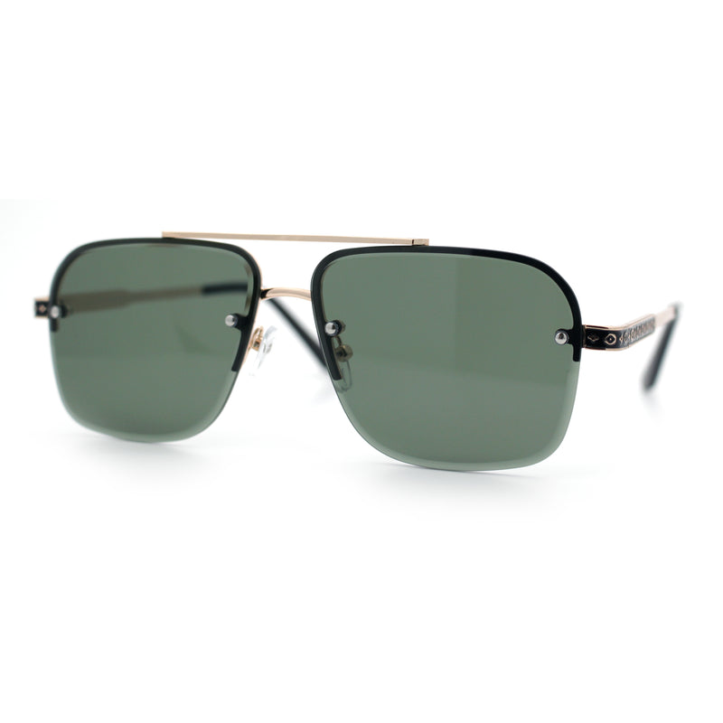 Mens Luxury Rimless Rectangle Mafia Metal Rim Racer Mob Sunglasses