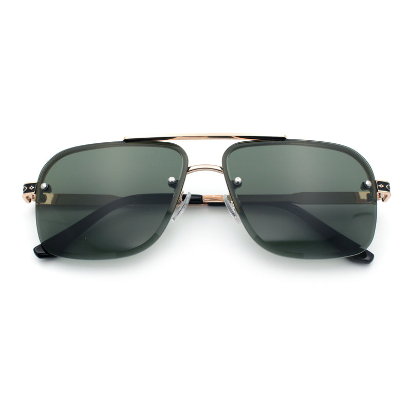Mens Luxury Rimless Rectangle Mafia Metal Rim Racer Mob Sunglasses
