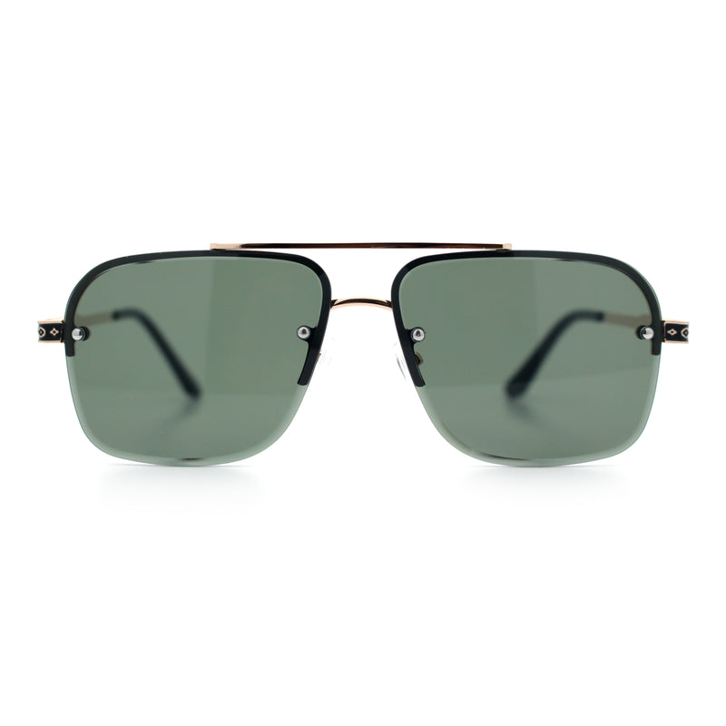 Mens Luxury Rimless Rectangle Mafia Metal Rim Racer Mob Sunglasses