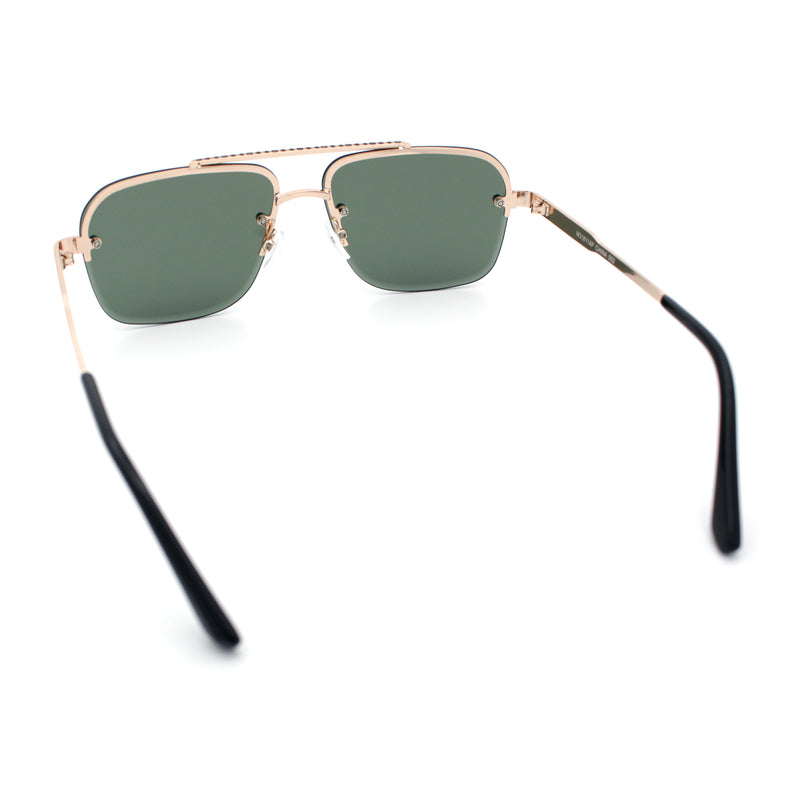 Mens Luxury Rimless Rectangle Mafia Metal Rim Racer Mob Sunglasses