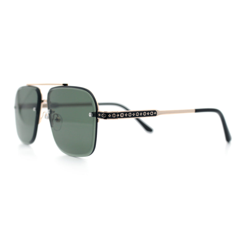 Mens Luxury Rimless Rectangle Mafia Metal Rim Racer Mob Sunglasses