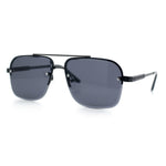 Mens Luxury Rimless Rectangle Mafia Metal Rim Racer Mob Sunglasses