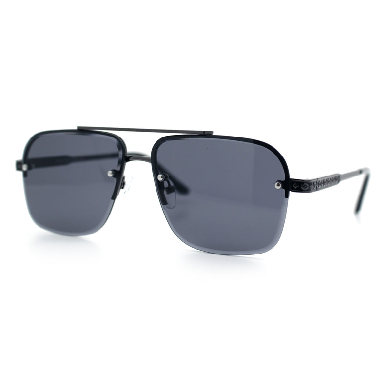 Mens Luxury Rimless Rectangle Mafia Metal Rim Racer Mob Sunglasses