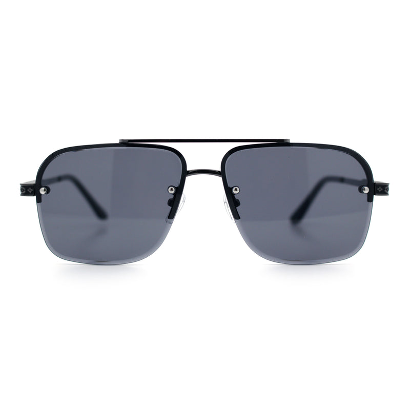 Mens Luxury Rimless Rectangle Mafia Metal Rim Racer Mob Sunglasses