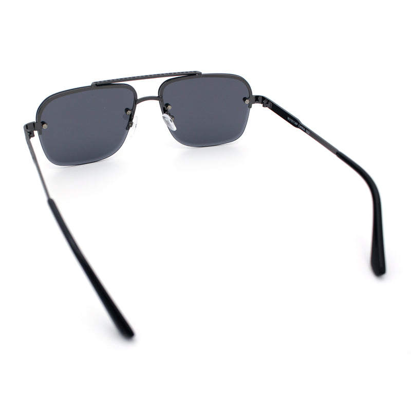 Mens Luxury Rimless Rectangle Mafia Metal Rim Racer Mob Sunglasses