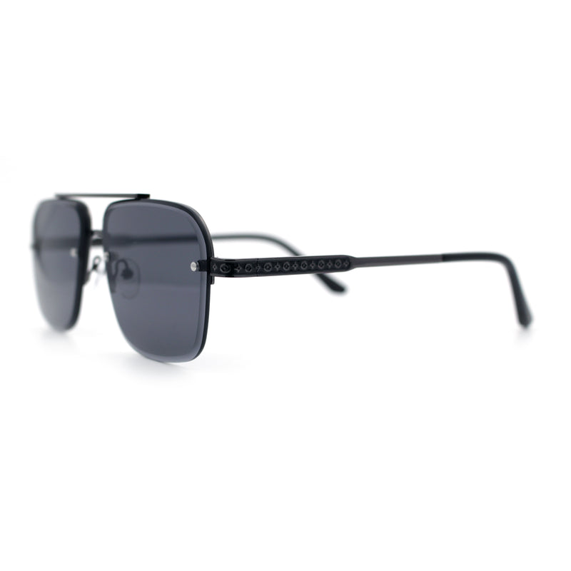 Mens Luxury Rimless Rectangle Mafia Metal Rim Racer Mob Sunglasses