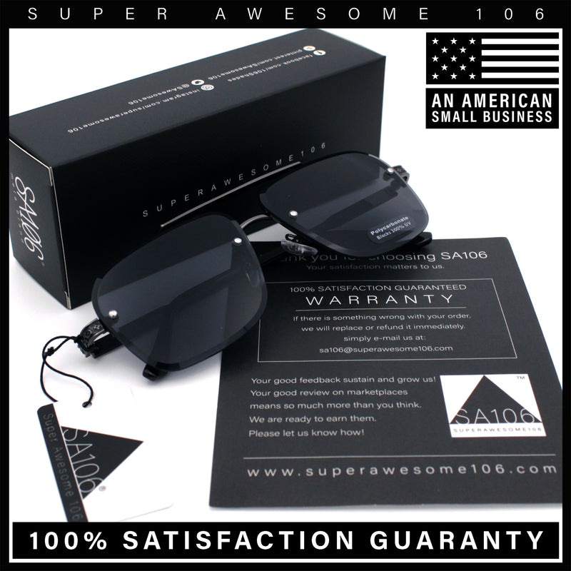 Mens Luxury Rimless Rectangle Mafia Metal Rim Racer Mob Sunglasses