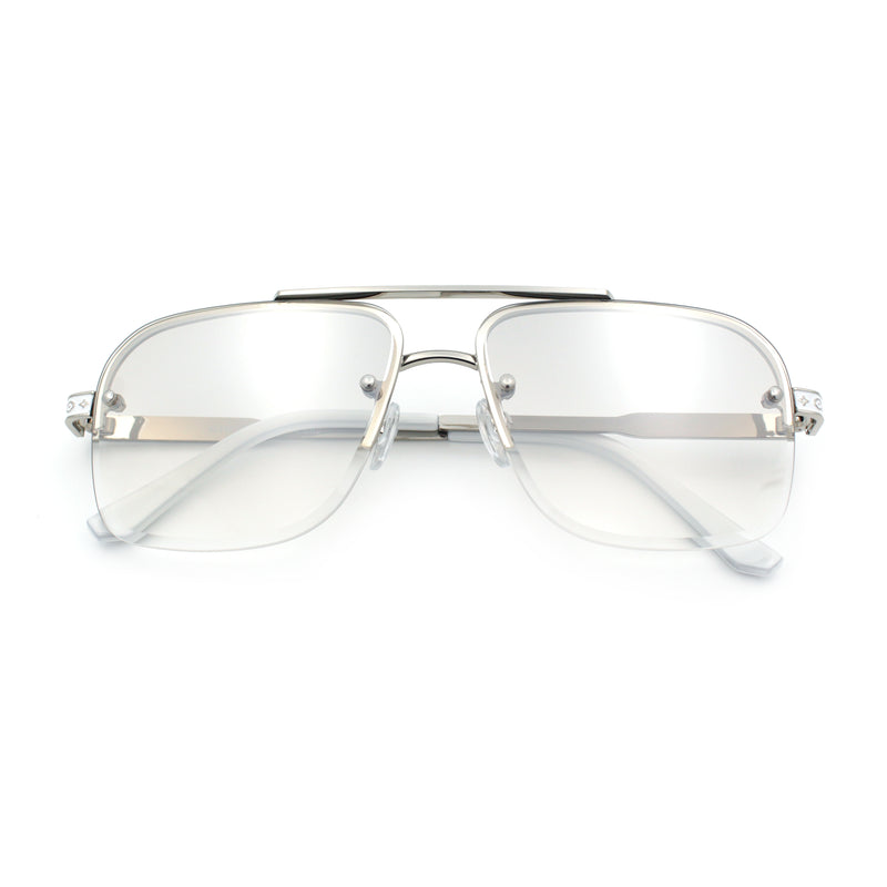 Mens Luxury Rimless Rectangle Mafia Metal Rim Racer Mob Sunglasses