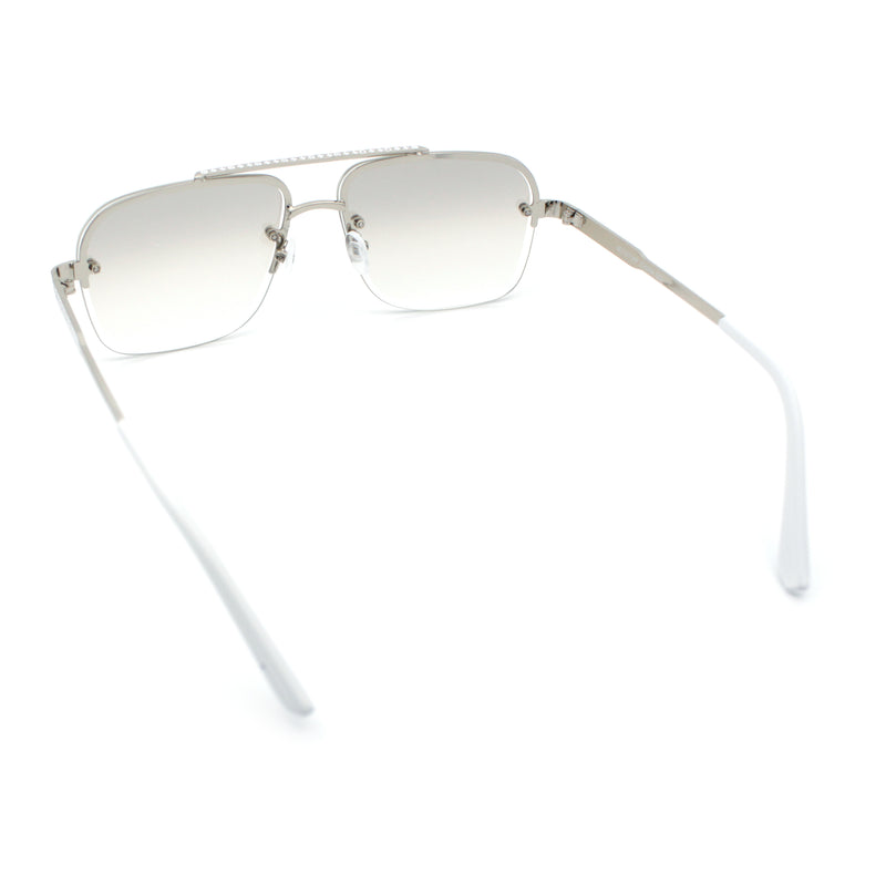 Mens Luxury Rimless Rectangle Mafia Metal Rim Racer Mob Sunglasses