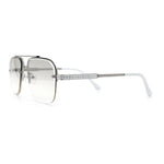 Mens Luxury Rimless Rectangle Mafia Metal Rim Racer Mob Sunglasses