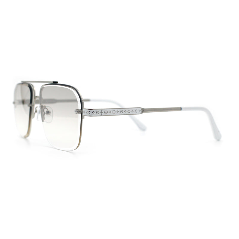Mens Luxury Rimless Rectangle Mafia Metal Rim Racer Mob Sunglasses