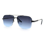 Mens Luxury Rimless Rectangle Mafia Metal Rim Racer Mob Sunglasses
