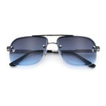 Mens Luxury Rimless Rectangle Mafia Metal Rim Racer Mob Sunglasses
