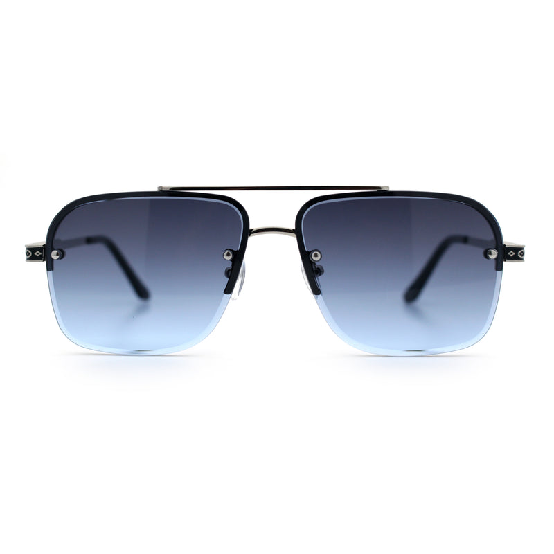 Mens Luxury Rimless Rectangle Mafia Metal Rim Racer Mob Sunglasses