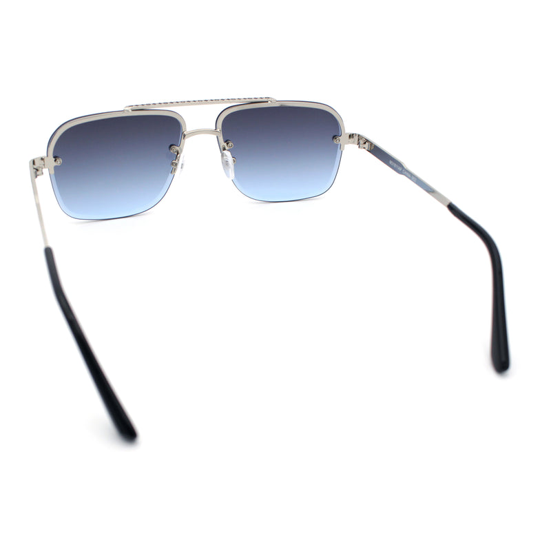 Mens Luxury Rimless Rectangle Mafia Metal Rim Racer Mob Sunglasses