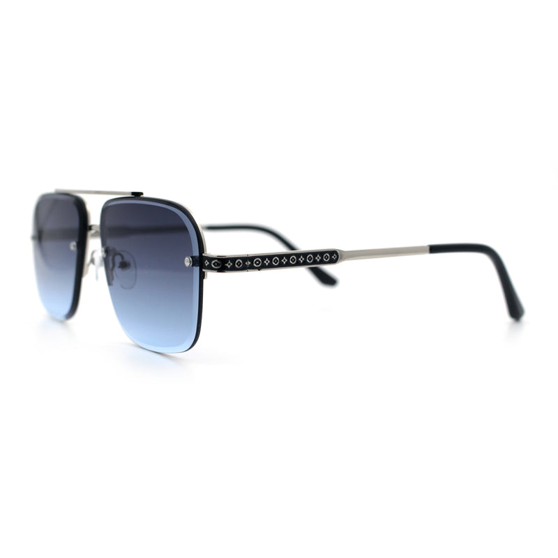 Mens Luxury Rimless Rectangle Mafia Metal Rim Racer Mob Sunglasses