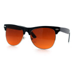 Classic Iconic Night Driving HD Amber Lens Half Rim Hipster Sunglasses
