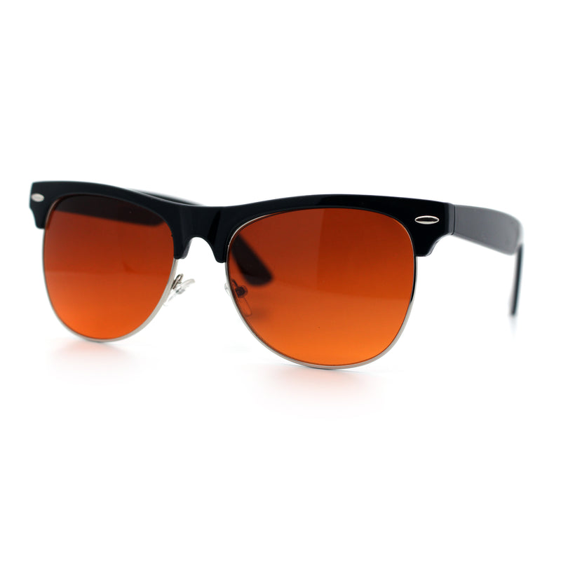 Classic Iconic Night Driving HD Amber Lens Half Rim Hipster Sunglasses