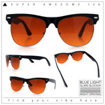 Classic Iconic Night Driving HD Amber Lens Half Rim Hipster Sunglasses