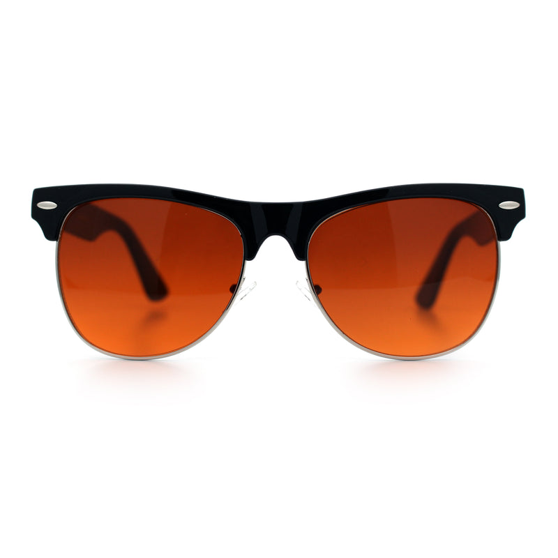 Classic Iconic Night Driving HD Amber Lens Half Rim Hipster Sunglasses