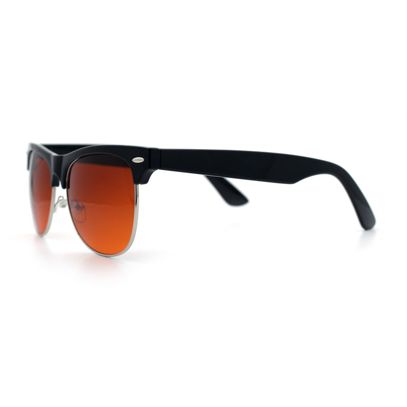 Classic Iconic Night Driving HD Amber Lens Half Rim Hipster Sunglasses