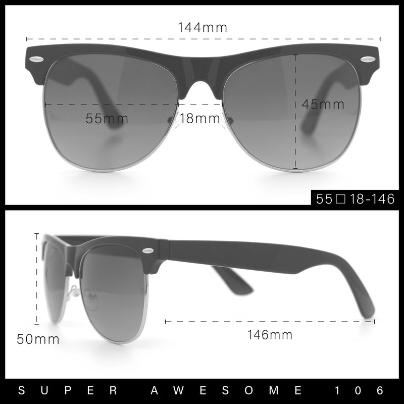 Classic Iconic Night Driving HD Amber Lens Half Rim Hipster Sunglasses