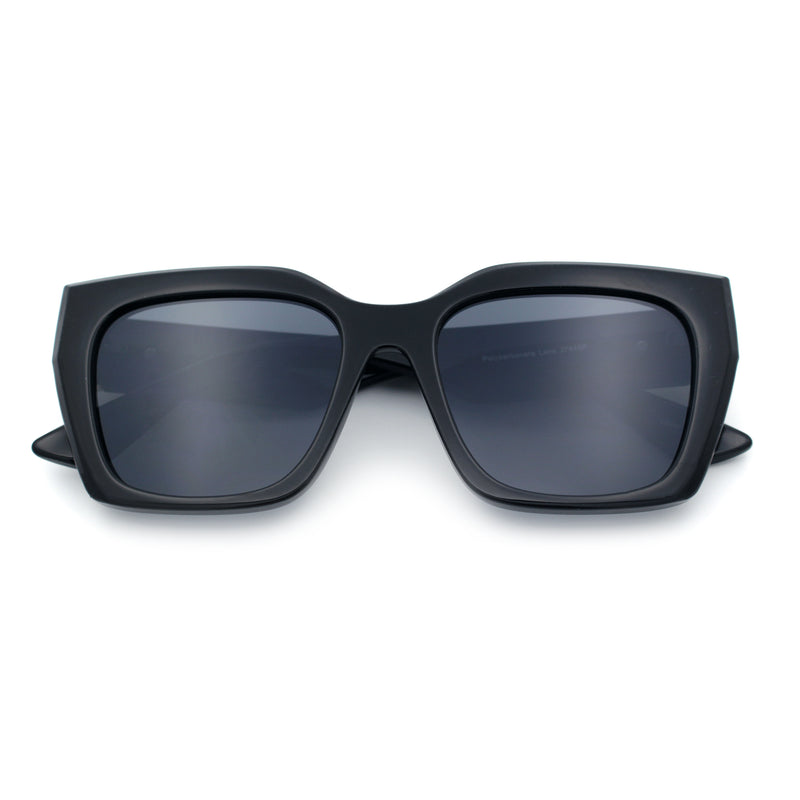 Womens Thick Square Horned Cat Eye Luxe Designer Rectangle Sunglasses