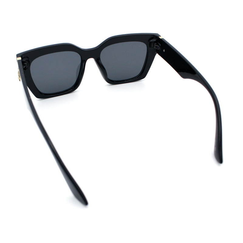 Womens Thick Square Horned Cat Eye Luxe Designer Rectangle Sunglasses