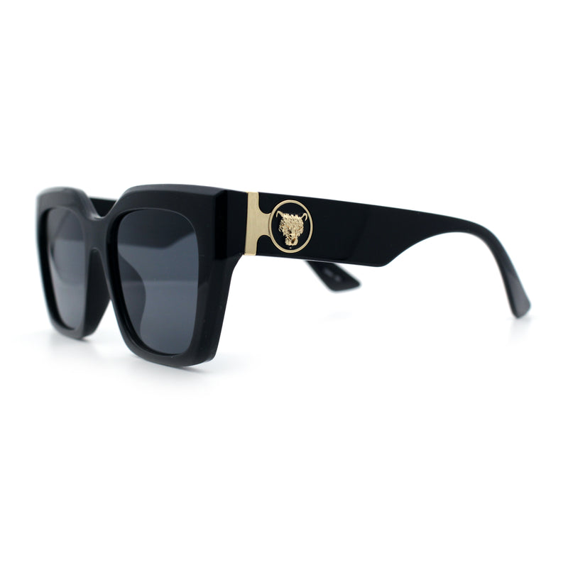 Womens Thick Square Horned Cat Eye Luxe Designer Rectangle Sunglasses
