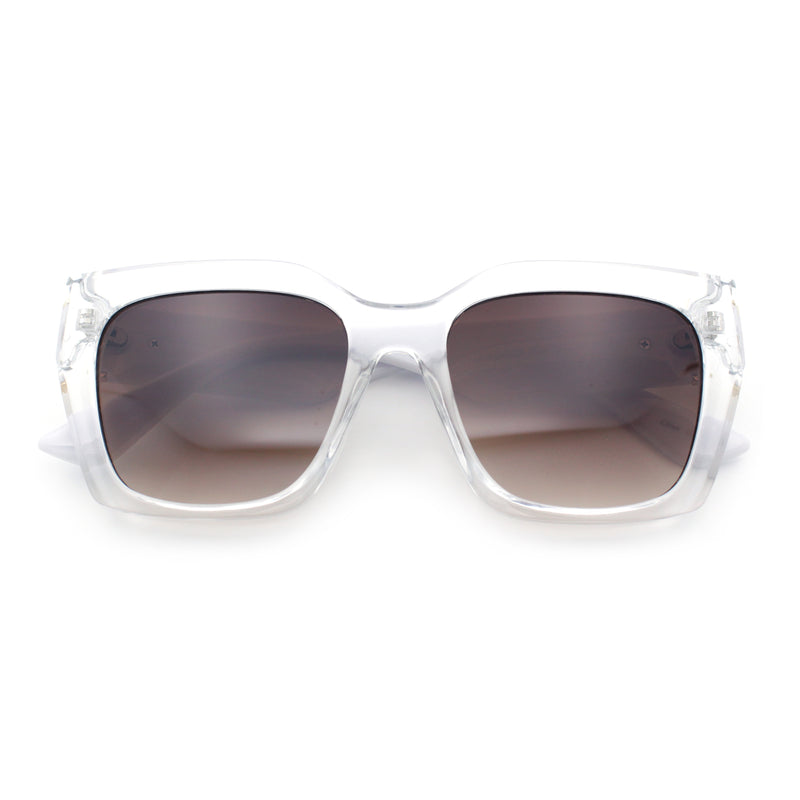 Womens Thick Square Horned Cat Eye Luxe Designer Rectangle Sunglasses