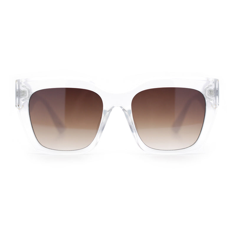 Womens Thick Square Horned Cat Eye Luxe Designer Rectangle Sunglasses