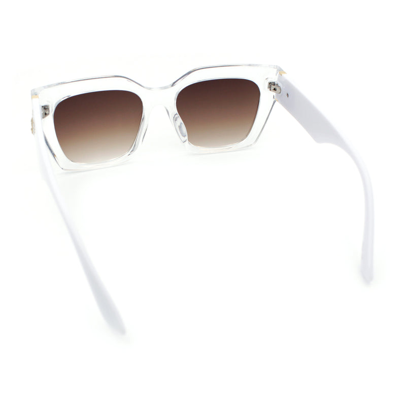 Womens Thick Square Horned Cat Eye Luxe Designer Rectangle Sunglasses