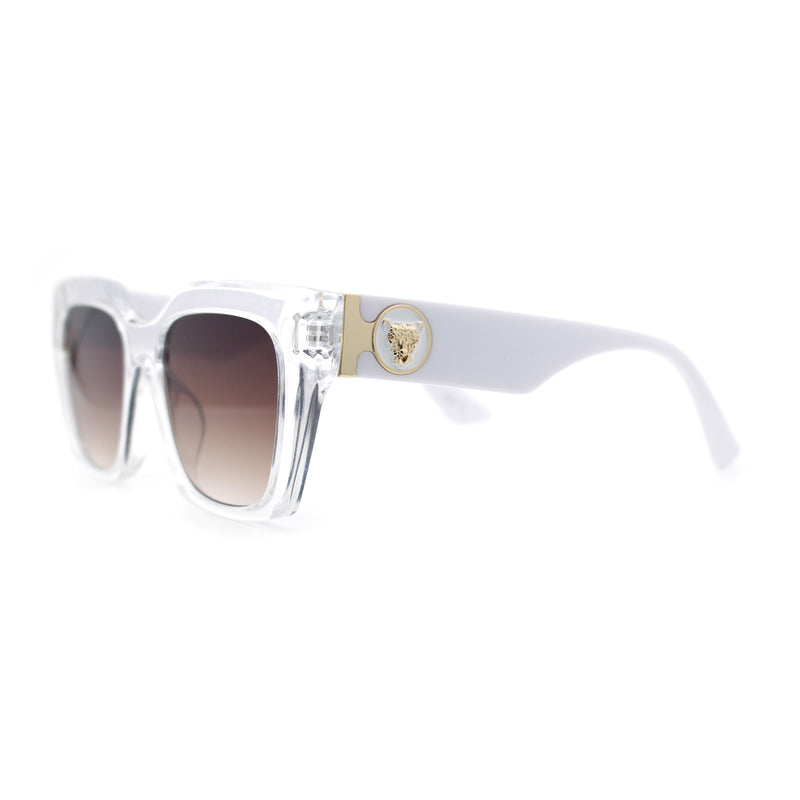 Womens Thick Square Horned Cat Eye Luxe Designer Rectangle Sunglasses
