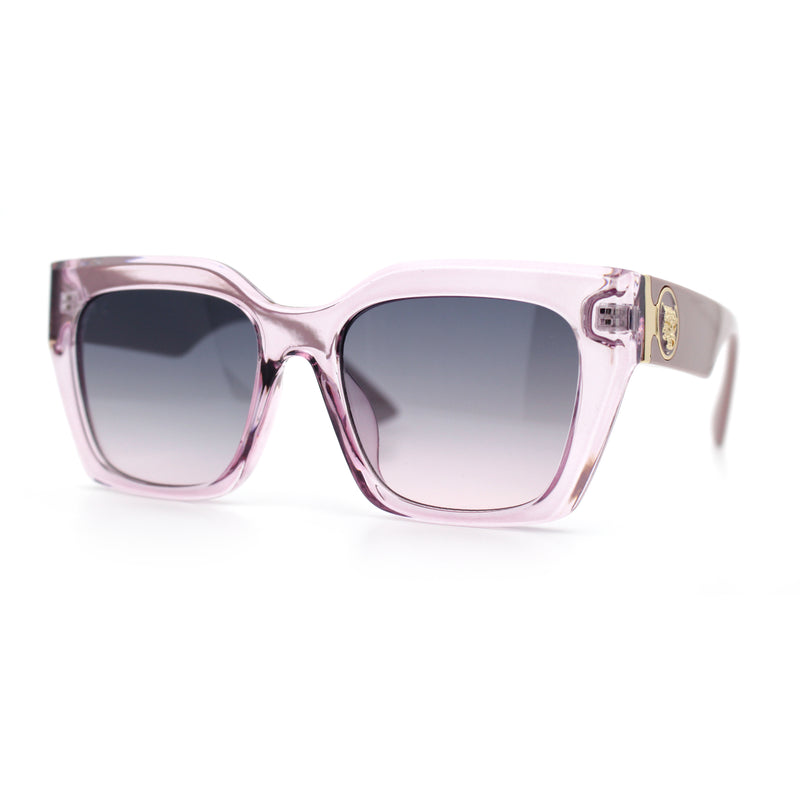 Womens Thick Square Horned Cat Eye Luxe Designer Rectangle Sunglasses