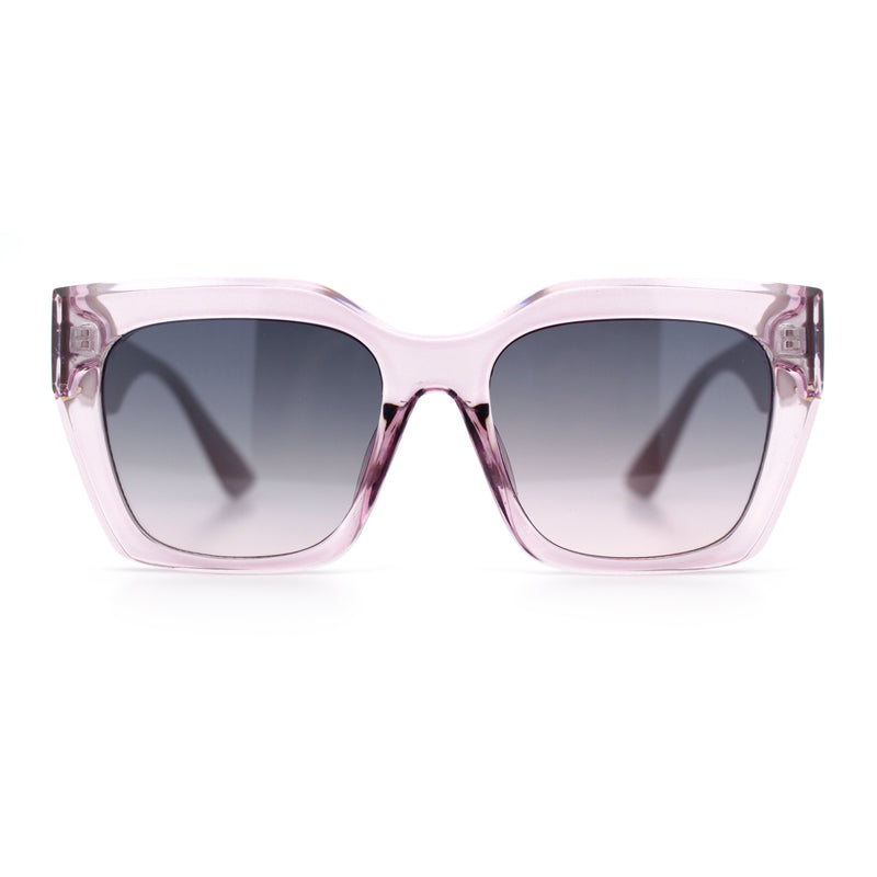 Womens Thick Square Horned Cat Eye Luxe Designer Rectangle Sunglasses