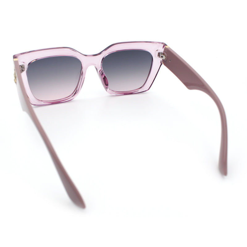 Womens Thick Square Horned Cat Eye Luxe Designer Rectangle Sunglasses