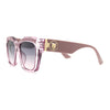 Womens Thick Square Horned Cat Eye Luxe Designer Rectangle Sunglasses