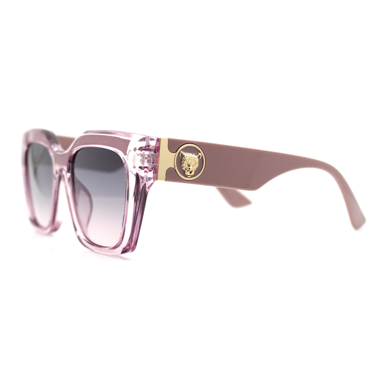 Womens Thick Square Horned Cat Eye Luxe Designer Rectangle Sunglasses