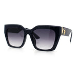 Womens Thick Square Horned Cat Eye Luxe Designer Rectangle Sunglasses