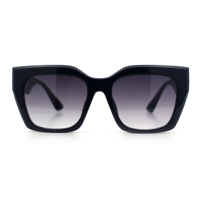 Womens Thick Square Horned Cat Eye Luxe Designer Rectangle Sunglasses
