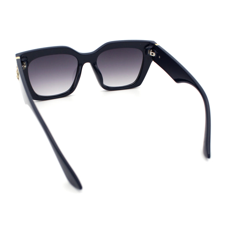 Womens Thick Square Horned Cat Eye Luxe Designer Rectangle Sunglasses