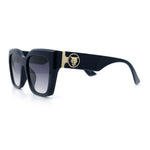 Womens Thick Square Horned Cat Eye Luxe Designer Rectangle Sunglasses