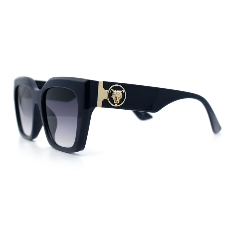 Womens Thick Square Horned Cat Eye Luxe Designer Rectangle Sunglasses