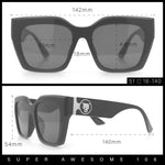 Womens Thick Square Horned Cat Eye Luxe Designer Rectangle Sunglasses
