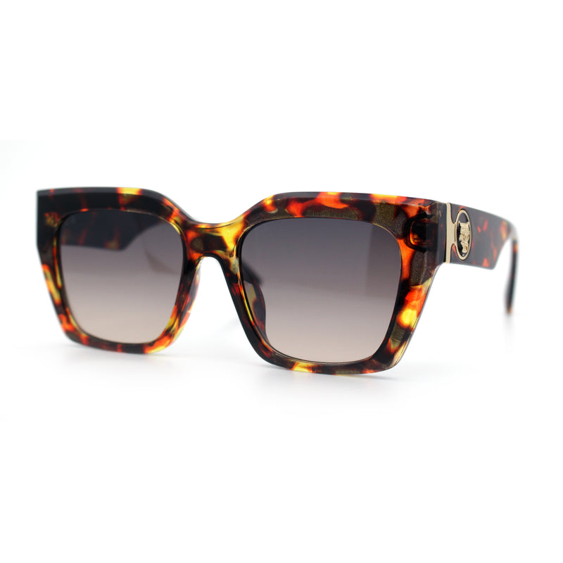 Womens Thick Square Horned Cat Eye Luxe Designer Rectangle Sunglasses