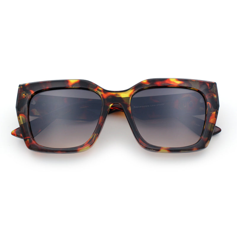 Womens Thick Square Horned Cat Eye Luxe Designer Rectangle Sunglasses