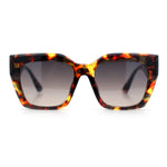 Womens Thick Square Horned Cat Eye Luxe Designer Rectangle Sunglasses